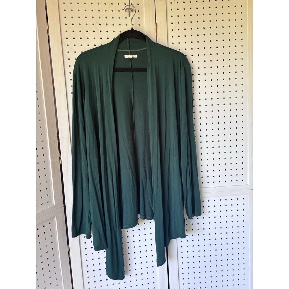 Maurices Women's 1X Green Open Front Rayon Stretch Cardigan Drape